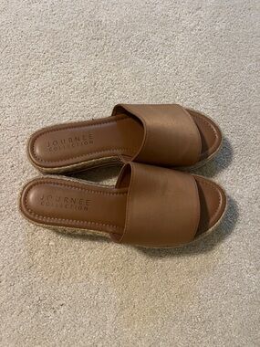 Journee Collection Tan Brown Slide Sandals